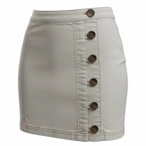 Altar’d State Womens Small Gray Button Front Mini Skirt Cotton Stretch Boho